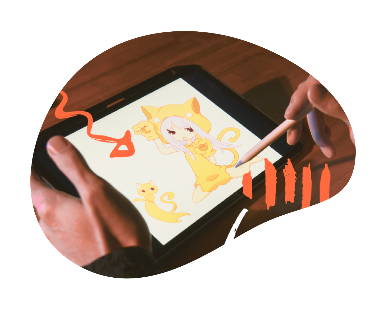 Animated illustration being drawn on an iPad